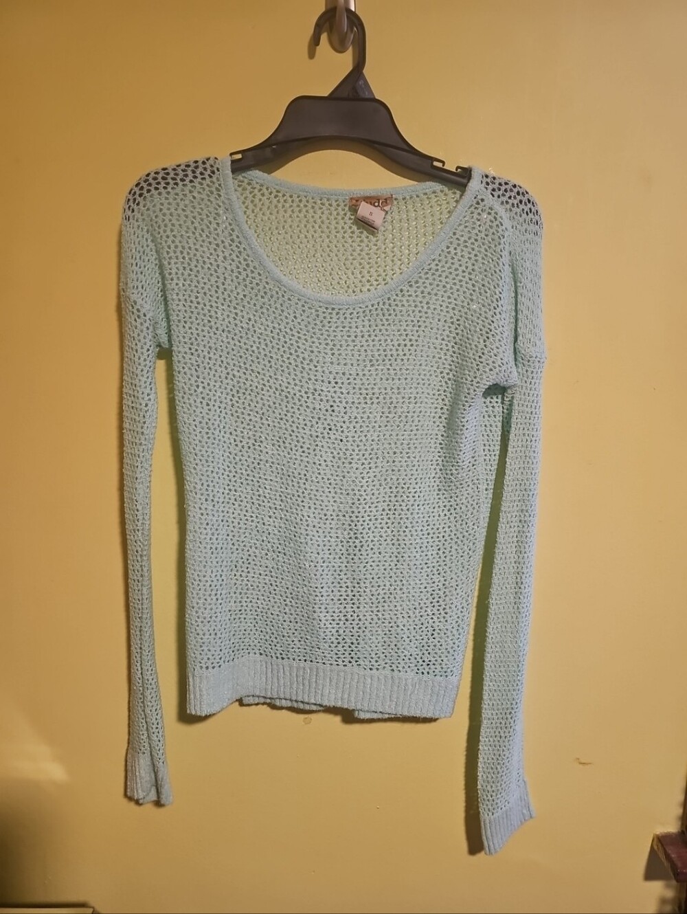 Mudd Juniors Size Small Aqua Fishnet Knitted Pullover Sweater